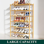 Smiry Shoe Rack, 6 Tier Bamboo Shoe Organizer, Stackable Free Standing Wooden Shoe Storage Shelf for Closet, Entryway, Front Door Entrance, Natural