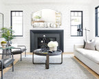 Chende Large Arched Wall Mirror with Glass Beveled Frame&Wood Backboard, 31.5" X 47.2" Horizontal Decorative Mirror Scalloped Corner for Bathroom, Living Room, Entryway, Bedroom