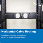 ICC 2U Ring Cable Manager Panel with Cover, Metal, 3" D-Rings, Horizontal Cable Management, Rackmount for 19” Network Racks, Black, 6-Pack