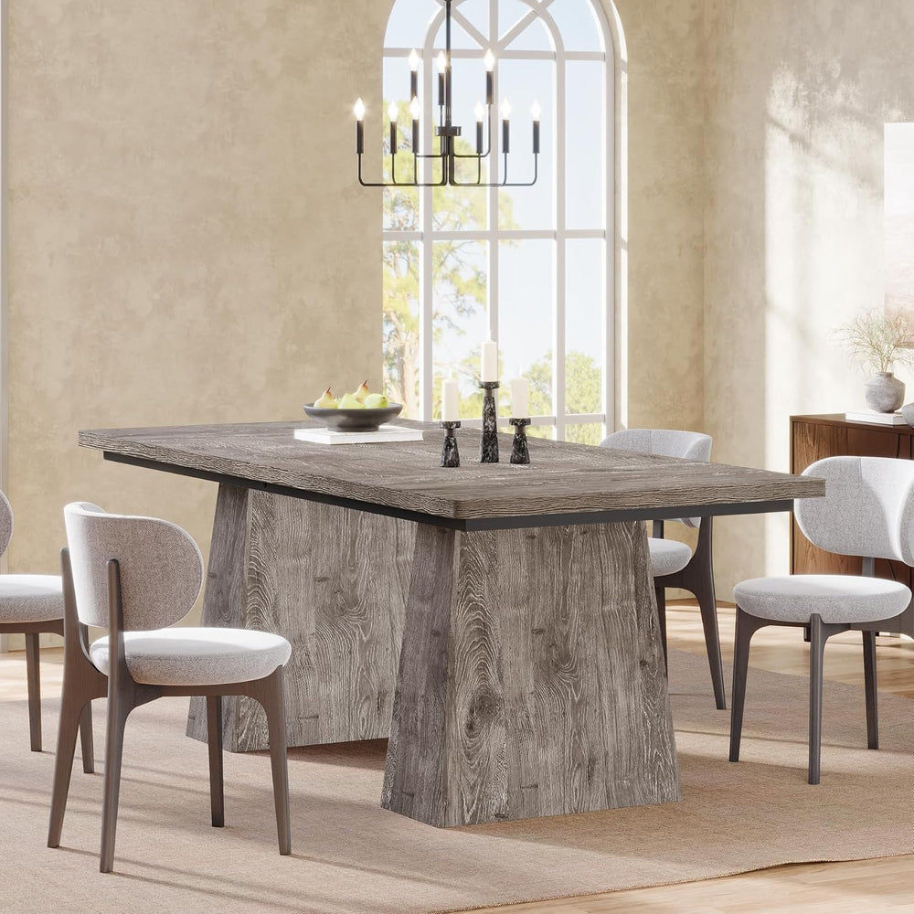 Tribesigns Dining Table for 6, Farmhouse Wood Dinner Rectangular Table Kitche...