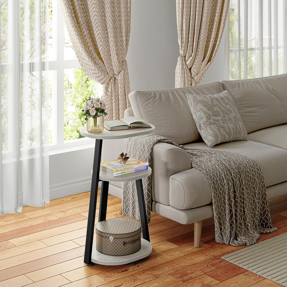 Kalrin Side Table, Small End Table with Metal Frame, 3-Tier Bedside Tables, R...