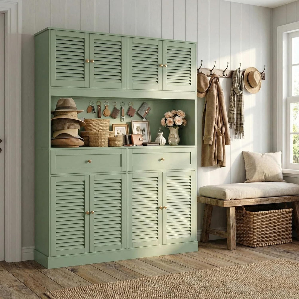 HIFIT 71“HX55“W Large Pantry Cabinet for Food Storage, Farmhouse Kitchen Hutc...