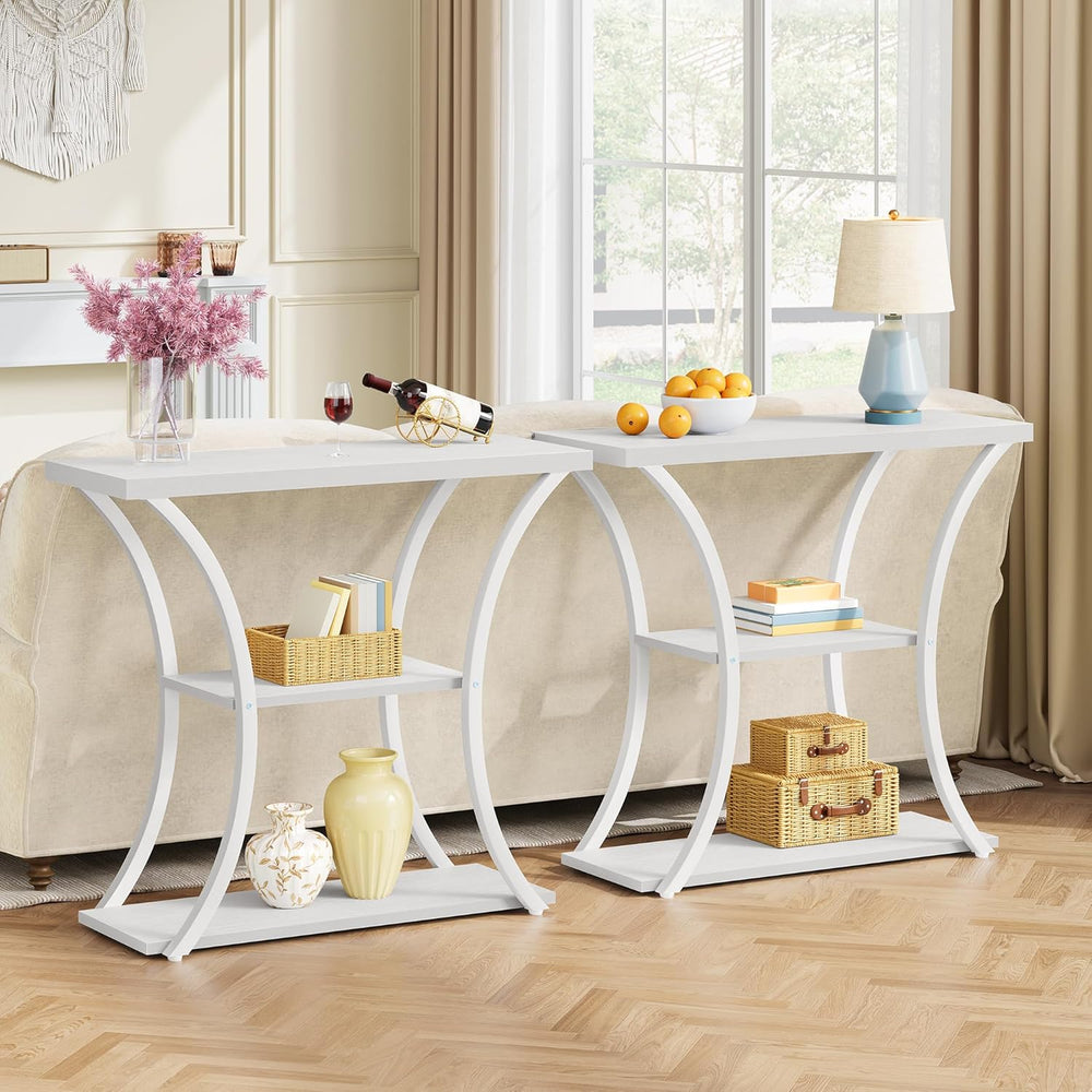 Hoctieon 3 Tier Console Table with Open Wood Shelves, Decorative Entryway Tab...
