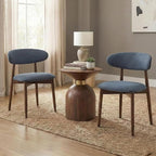 Dining Room Chairs Set of 2, Upholstered Farmhouse Dining Chairs, Modern Fabric Kitchen Chairs with Solid Wood Leg,Blue