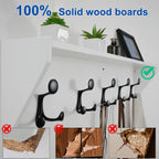 WEBI Wall Shelf with Hooks Underneath,35” Long Wall Mounted Coat Rack with Shelf,Entryway Coat Rack with 5 Triple Hooks for Hanging Coats,Jacket,Hallway,Bedroom,Mudroom,White