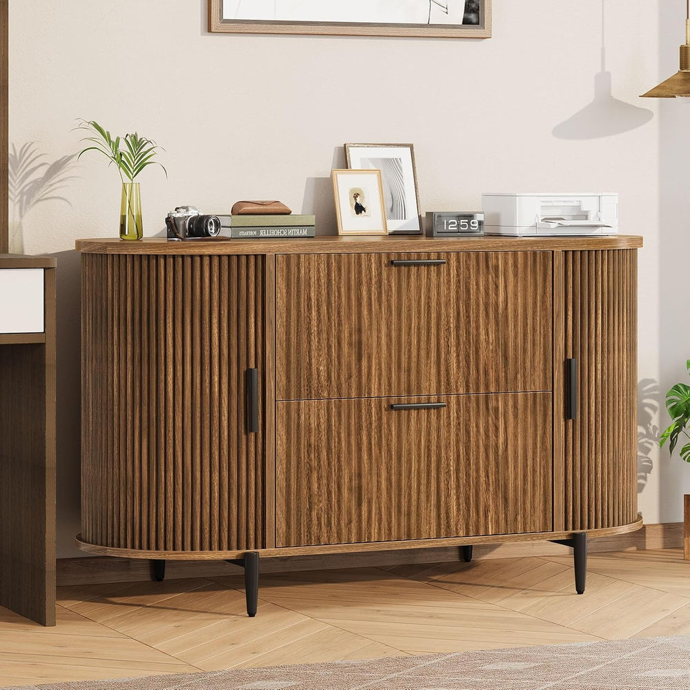SEDETA Fluted 2 Drawer File Cabinet with 2 Sliding Door for Home Office | 39....