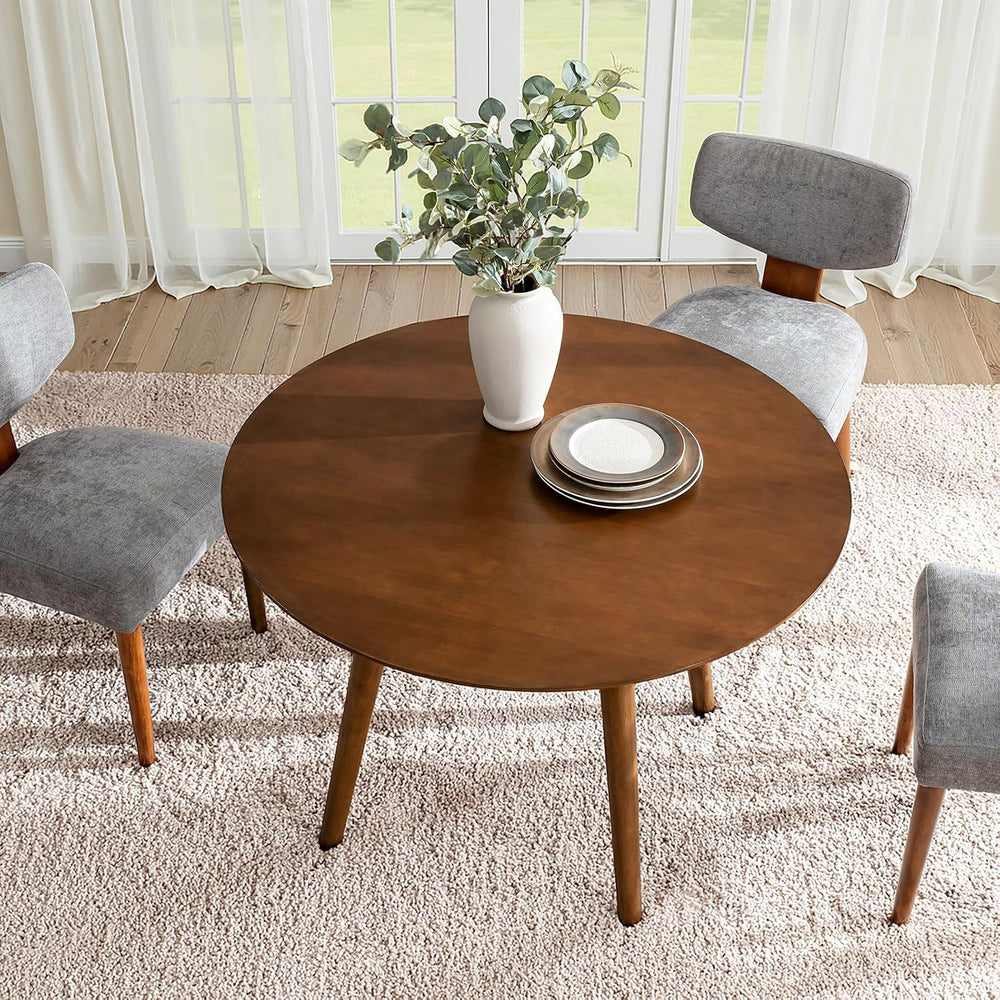 HULALA HOME Round Dining Table for 4, 45” Solid Wood Kitchen Table, Small Din...