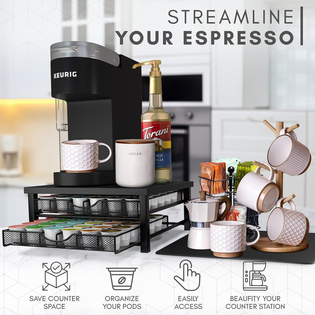K Cup Holder - Coffee Bar Organizer for Countertop - K Cup Drawer Organizer - Coffee Station Accessories - Keurig Coffee Pod Holders for Counter Small Space - Kpod Kcup Storage - Coffee Pods Holder