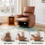 GAOMON Swivel Rocking Recliner Chair, Manual Leather Recliner Glider with | Lumbar Support & Padded Armrest, Comfortable Rocker Nursery Single Sofa for Living Room and Bedroom (Brown)