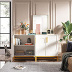 Tribesigns Modern Sideboards, Buffet Cabinet with 4 Doors and Adjustable Shelves (White)