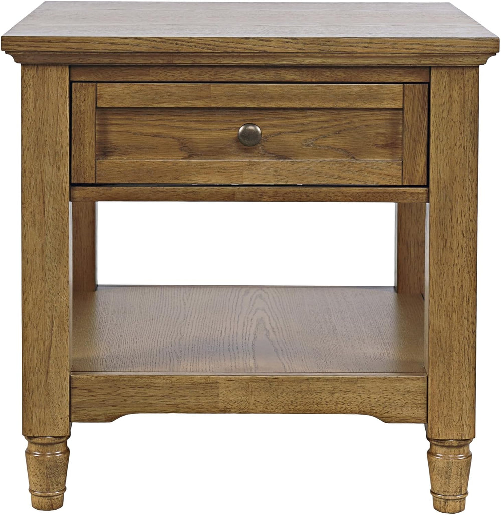 Brentwood Modern Transitional 24" Square End Table with Drawer and Stora...