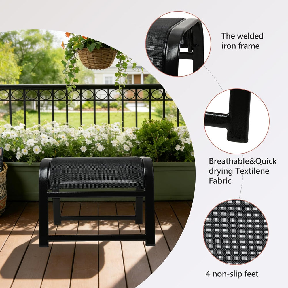 Assembled Patio Outdoor Ottoman 2 Set, Portable Footstools Textliene Metal Fo...