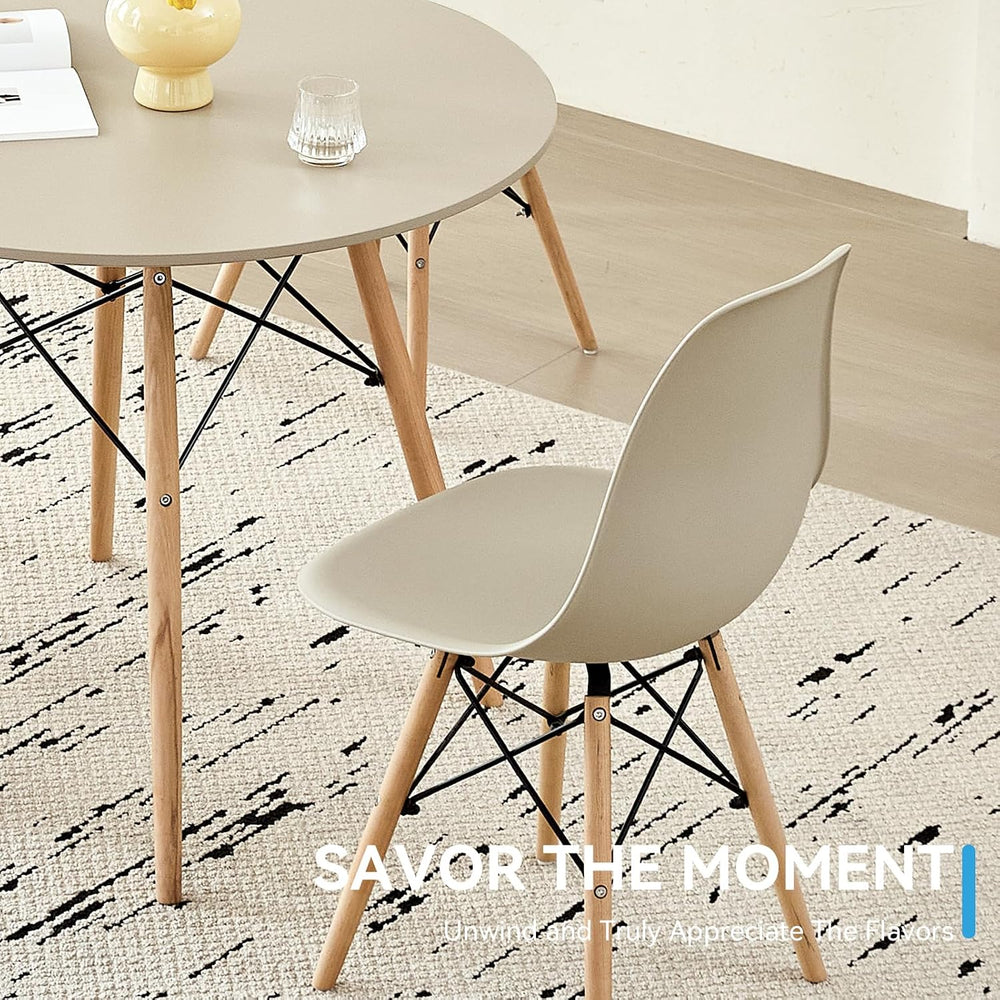 5-Piece Round Dining Set, 35.5" Sand Table Chairs Set of 4 | Kitchen Tab...
