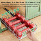 Pull out Cabinet Organizer, Stainless Steel 2-Pack Slide out Drawer with Silent Full-Extension Slides, Adhesive Roll out Can Spice Storage Basket Shelf Rack for Pantry, Kitchen, Bathroom, Home Closet