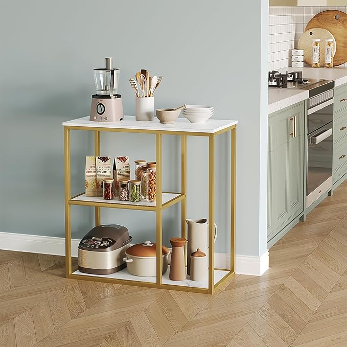 WOHOMO Console Table, Small Entryway Table with Storage Shelves 12'' ...