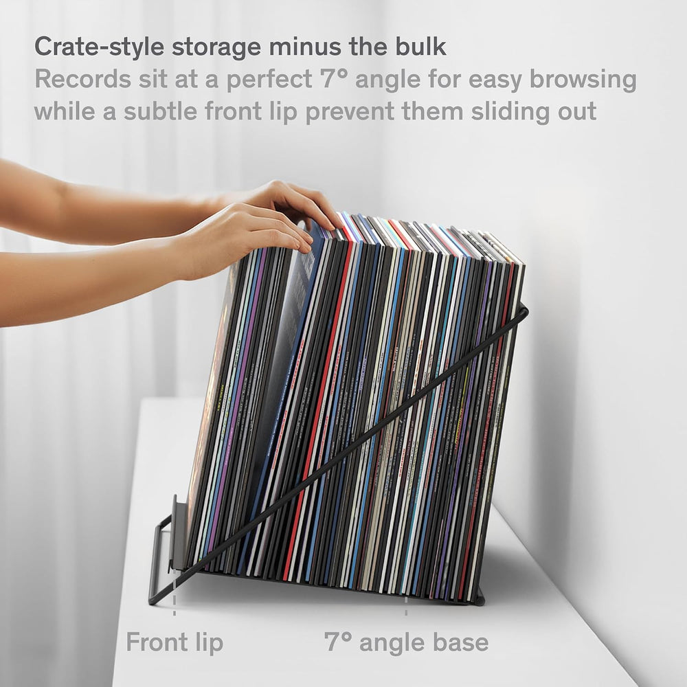Boundless Audio Vinyl Record Storage Rack - Record Holder for 50 LPs, Black |...