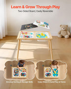VEVOR Sensory Table for Toddlers, Wooden Kids Activity Table with Reversible Double-Sided Board, Storage Bins, and Non-Slip Feet, for Boys and Girls Playing Sand and Water, Drawing, Studying, Dining