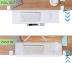 ETHU Keyboard Tray Under Desk, 26.77" X 11.81" Large Size Keyboard Tray with C Clamp-on Mount Easy to Install, Computer Keyboard Stand, Ergonomic Keyboard Tray for Home and Office(White)