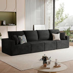 Homall Sectional Couches for Living Room, Modern Boneless Couch with Deep Seat, Upholstered Cloud Sofa, No Assembly Required (Black, Four-Seater Sofa)