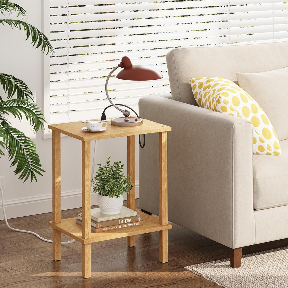 TUTOTAK End Table with Charging Station, Set of 2, Small Side Table with Outl...