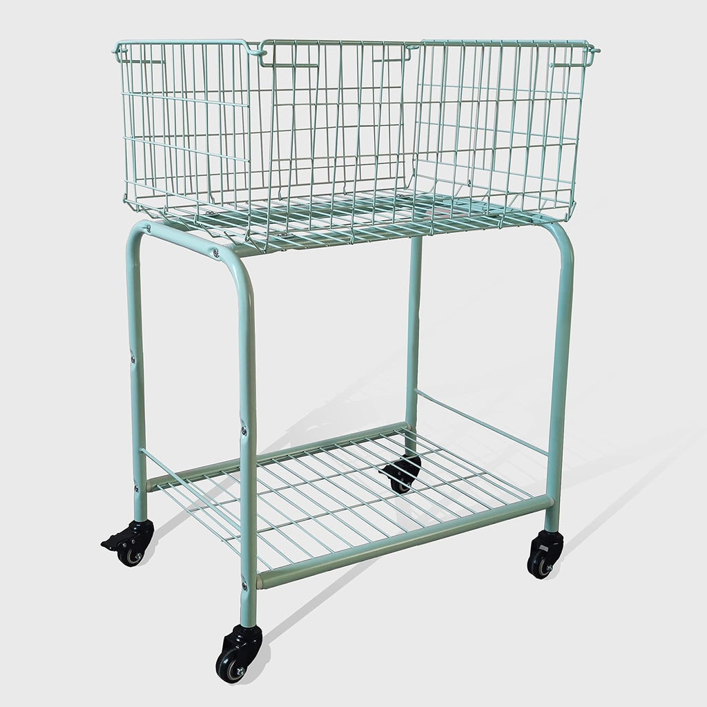 29" Rolling Laundry Cart，Large Capacity Foldable Hamper Basket,MINT Color | Bedroom, Closet Organizer Storage for Home, Dorm(MINT)