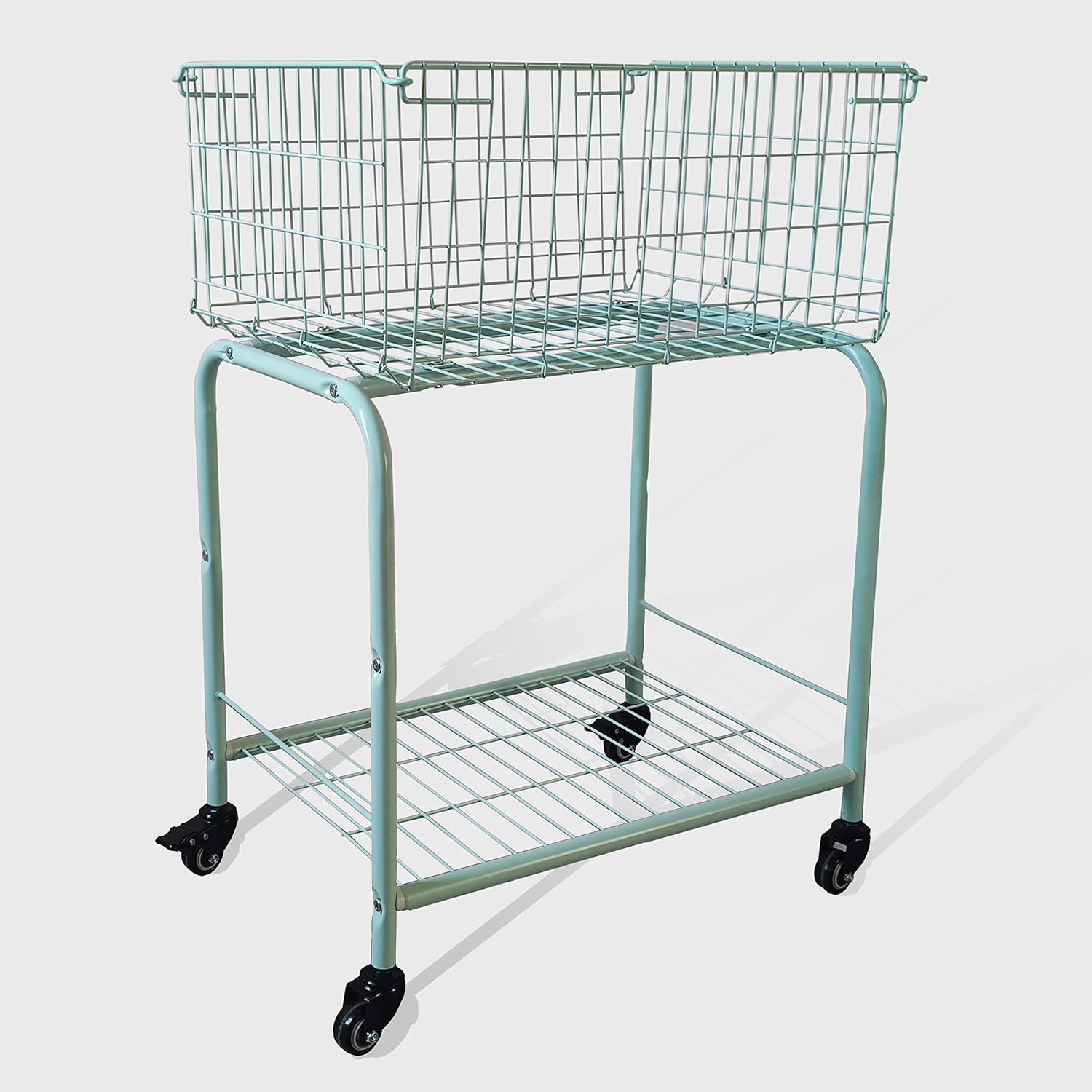 29" Rolling Laundry Cart，Large Capacity Foldable Hamper Basket,MINT Color | Bedroom, Closet Organizer Storage for Home, Dorm(MINT)