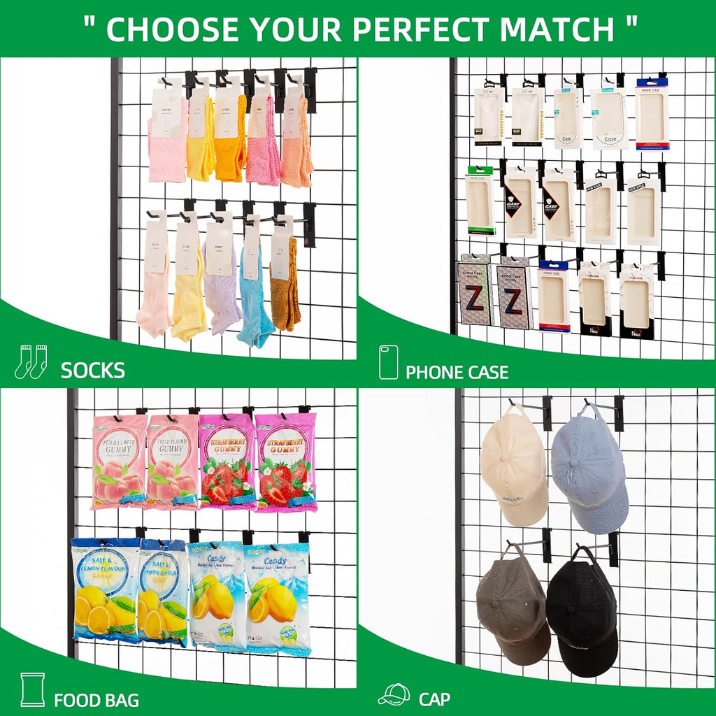 Gridwall Hooks 6 Inch, 100 Pack Grid Wall Hooks, Grid Panel Hooks and Hangers for Retail, Craft Shows, Home Setup, and Customized Display