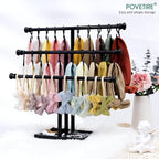 POVETIRE Headband Holder Stand Storage for Baby, 3 Tier Wooden Bow Organizer for Girls Hair Bows, Infant Hair Accessories Rack Display for Nursery Decor