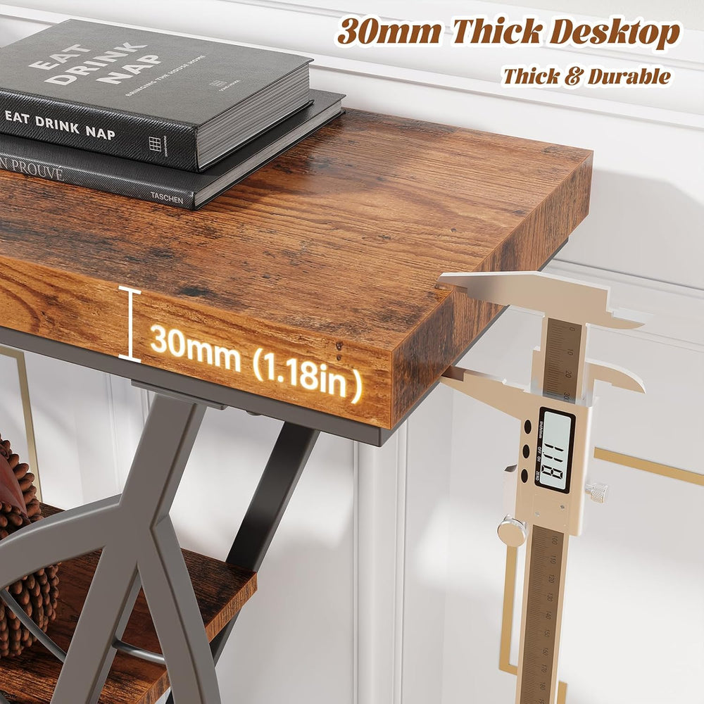 HavenlyYouth Leaf Design Console Table for Entryway, 3-Tier Storage, 30mm Thi...