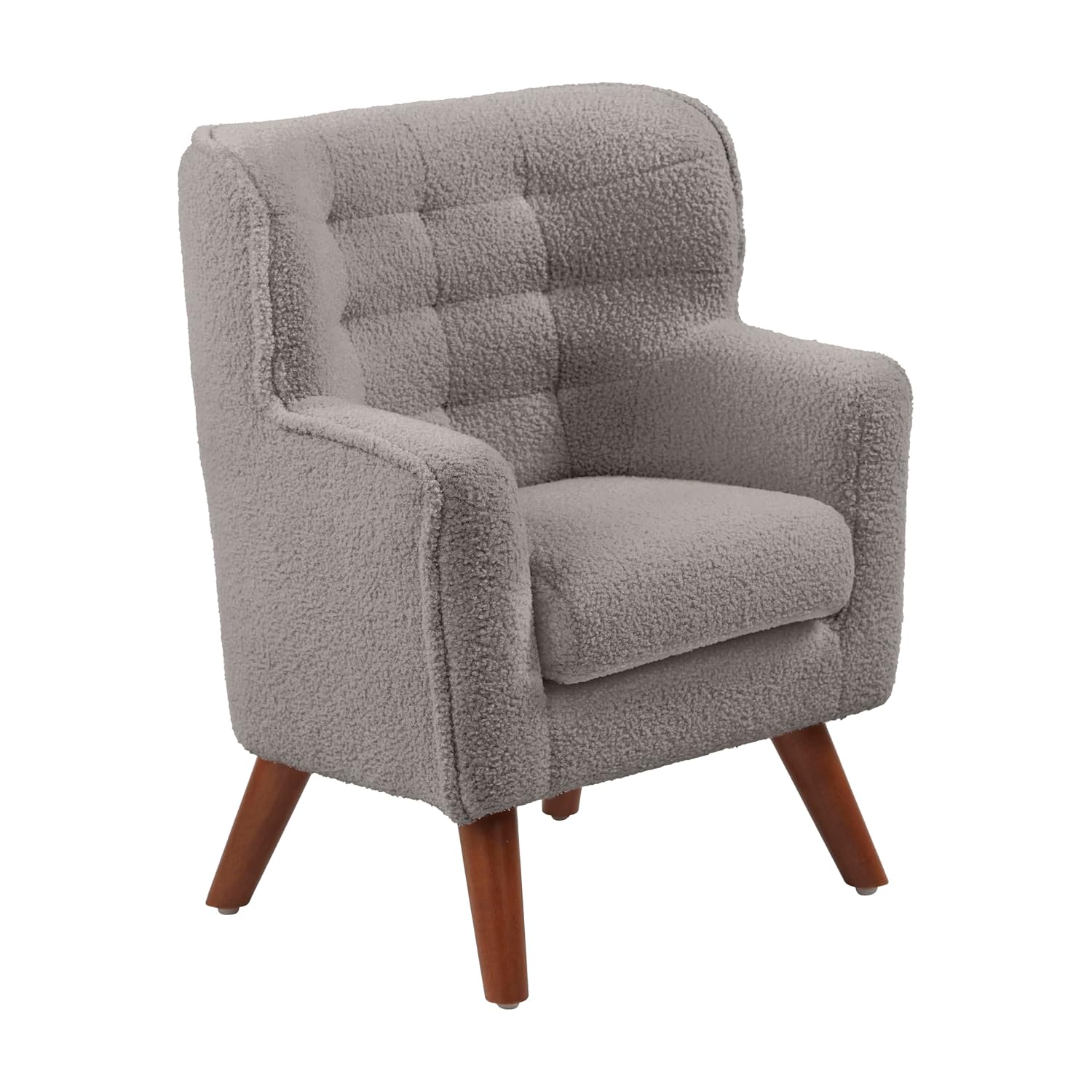 ECR4Kids Mila Sherpa Toddler Arm Chair with Removable Wooden Legs, Kids Furniture, Grey