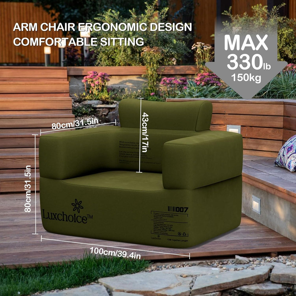 Inflatable Chair for Camping Built in Removable Pump Blow Up Couch Sofa