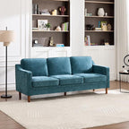 Kingfun 80" Chenille Sofa, 3 Seater Couch, Mid Century Modern Couches with Solid Wood Legs for Living Room & Bedroom, Water Green
