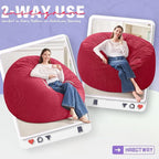 HABUTWAY 5FT Bean Bag Chair,Giant Bean Bag Chairs for Adults,Big Bean Bags with Memory Foam Filled, Large Beanbag Chairs with Soft Corduroy Cover-RED