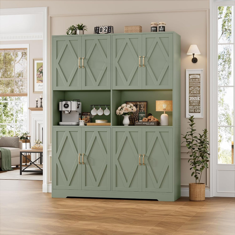 HOSTACK 55" W Pantry Cabinet, 71" Tall Kitchen Hutch Storage Cabine...