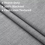 Joydeco Natural Linen Curtains 90 inch Length 2 Panels Set Burg 100% Blackout Patio Door Curtain Room Darkening Sliding Door Curtains Thermal Insulated Back tab Rod Pocket(105x90 inch, Light Grey)