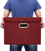 TYEERS Large Collapsible Storage Bins with Lids, Organization Bins for Closet Storage, Clothes Storage, Folding Storage Box with Lids for Home Office Storage - 5 Pack - Red Wine