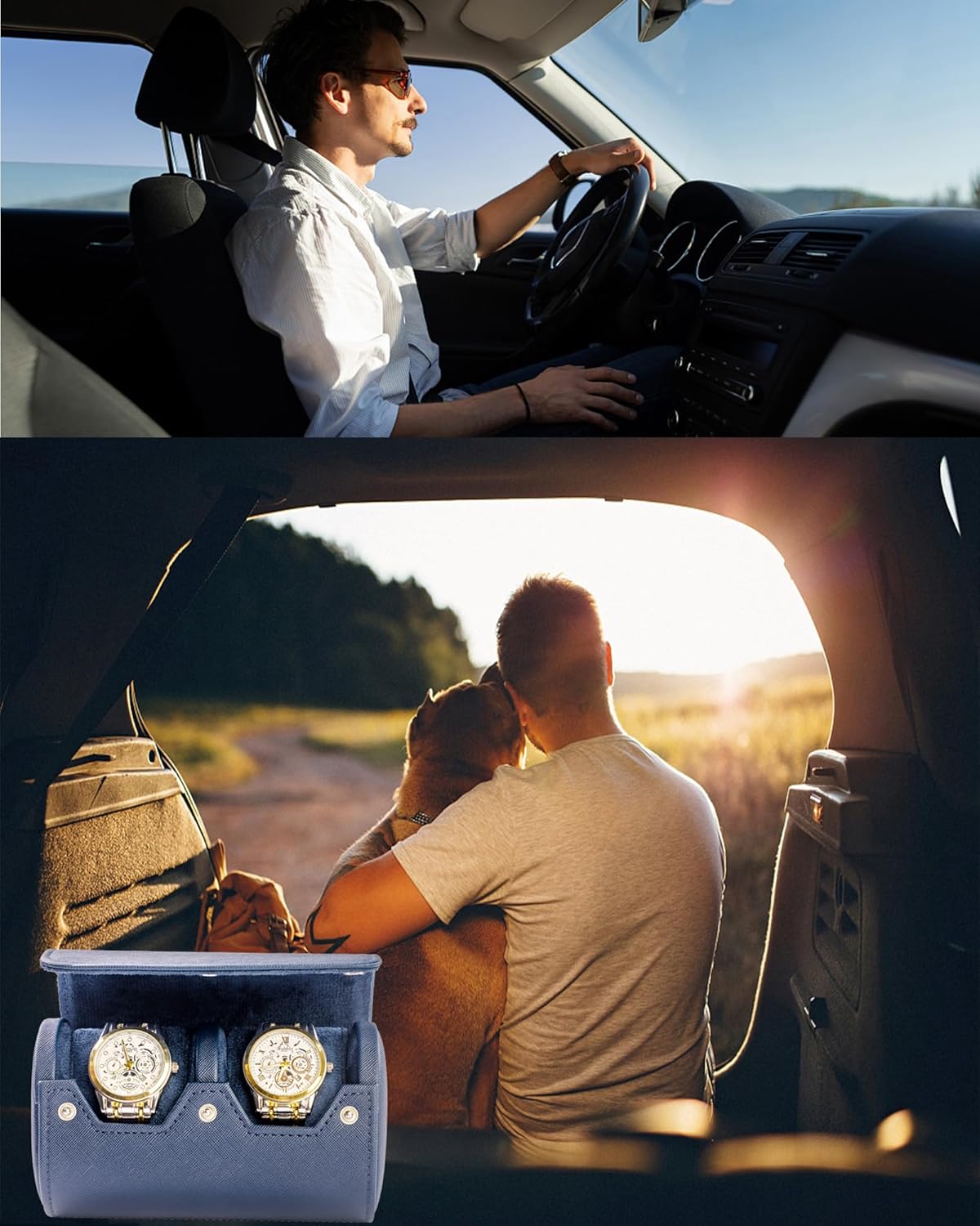 MR.OKAY 2 Watch Travel Case -Premium Leather With Perfect Texture.(Watch Carrying Or Organizer For Storage And Display). Mens for Handcrafted by Craftsmen.