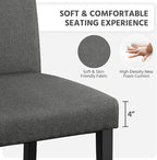 Yaheetech Dining Chairs Set of 4 Fabric Parson Upholstered Kitchen Chairs with Padded Seat and Solid Wood Legs for Dining Room/Restaurant, Armless Design, Dark Grey