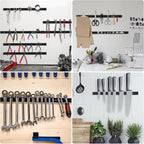 4 Pieces 24" Magnetic Tool Holder Strip, Black Magnet Bar, Metal Tool Organizer Rack for Garage Organization, Easy To Install in Workshop, Mounting Screws Included
