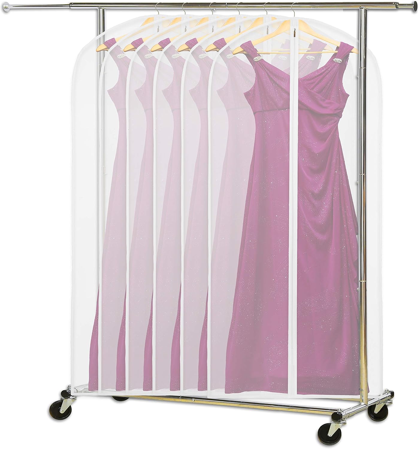 Simple Houseware 60-Inch Clear Garment Bags with Zipper, 6 Pack | for Suits, Dresses, Costumes, Uniforms