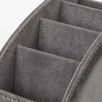 TV Remote Control Holder with 5 Compartments,Pu Leather Remote Caddy/Tray Bedside Table Desk Storage Organizer for DVD, Blu-Ray, Media Player, Heater Controllers andMakeup storage box (Grey)