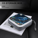 One Enchanted Night Owl CD DVD Case Holder, 40 Disc Storage Wallet with Exclusive Printed Design, Zipper Closure And Handle for Music Movies Games Travel Car