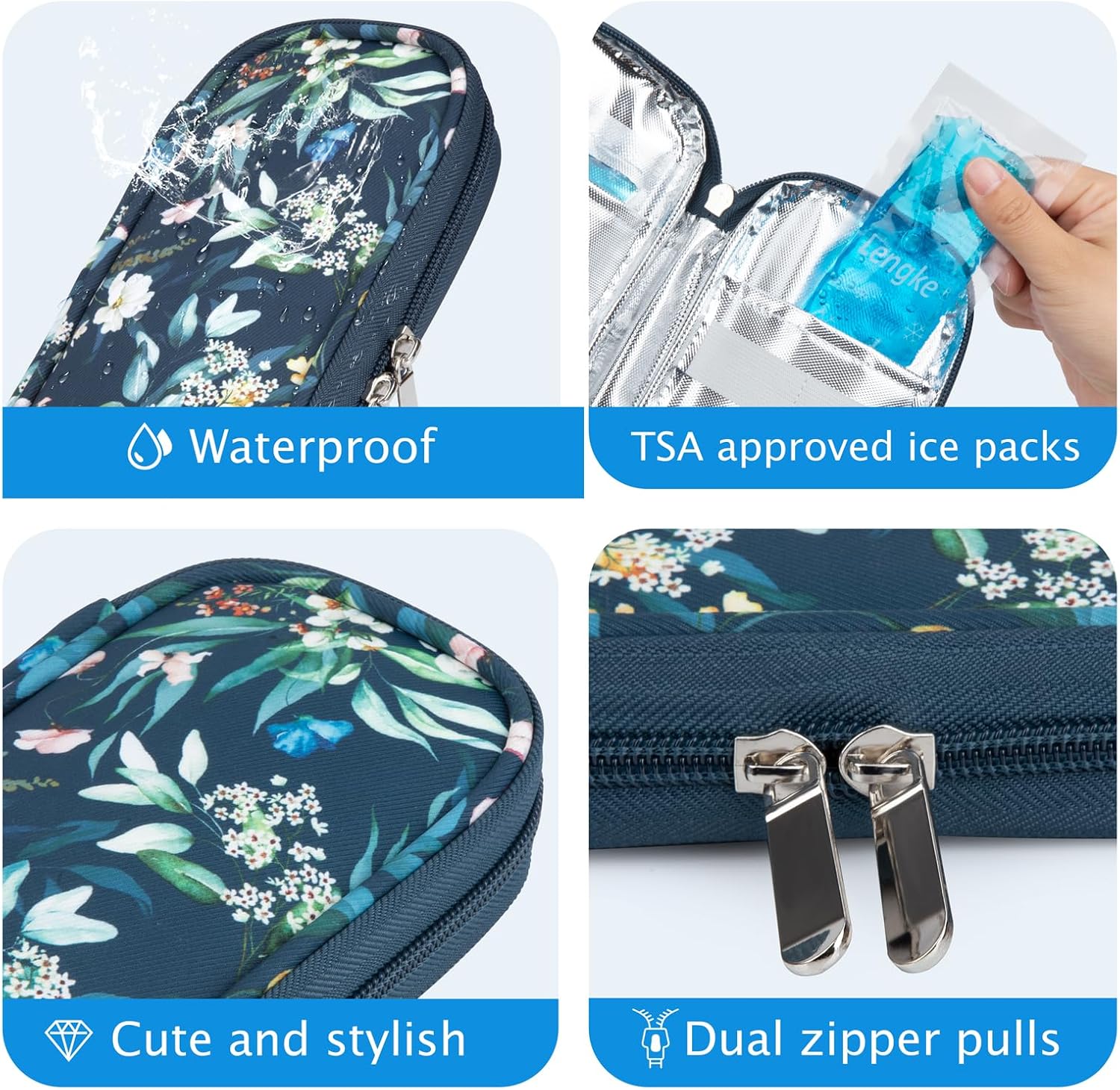 YOUSHARES Insulin Cooler Travel Case - Portable Refrigerated Medicine Case for Insulin Pen, Medication and Diabetic Supplies with 2 TSA Approved Ice Pack