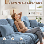 Modern Living Room Velvet Recliner Sofa, Loveseat Sofa for Apartment, Solid Wood Frame, Easy to Install (94.4 inch,Blue)