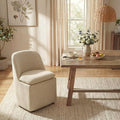 Upholstered Dining Chairs with Casters, Washable Cover Modern Dining Room Chairs with Thick Cushion & Sturdy Metal Frame for Kitchen, Living Room, Dressing Room, Sand Fabric, Set of 1