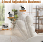Manual Swivel Rocker Recliner Chair for Adults, Overstuffed Glider Chair for Nursing with Vibration Massage & Lumbar Heat, Living Room Rocking Recliner 3-Stage backrest, Chenille Fabric Beige