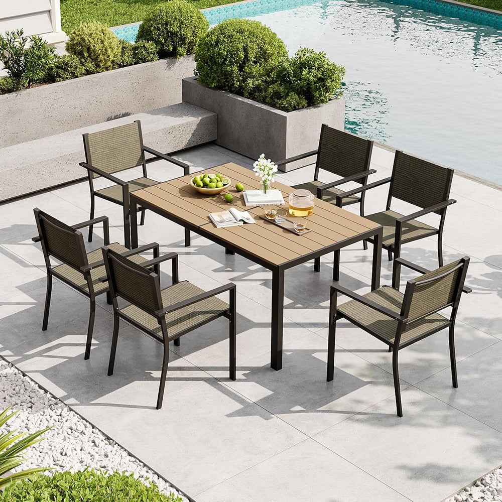 Aoxun 7-Piece Patio Table and Chairs Set for 6, All Weather Outdoor Dining Se...