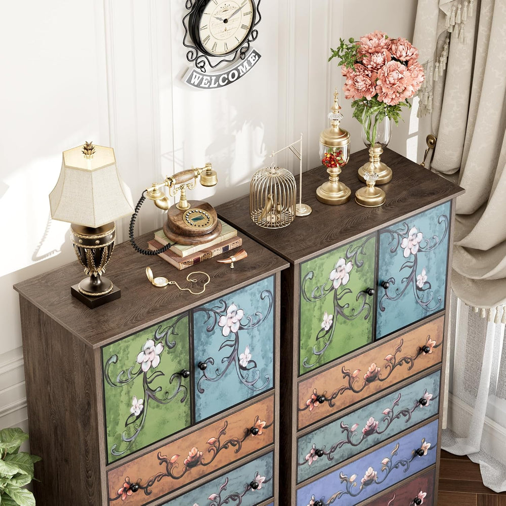 50" H Boho Dresser Vintage Dresser, 4 Drawer Dresser for Bedroom