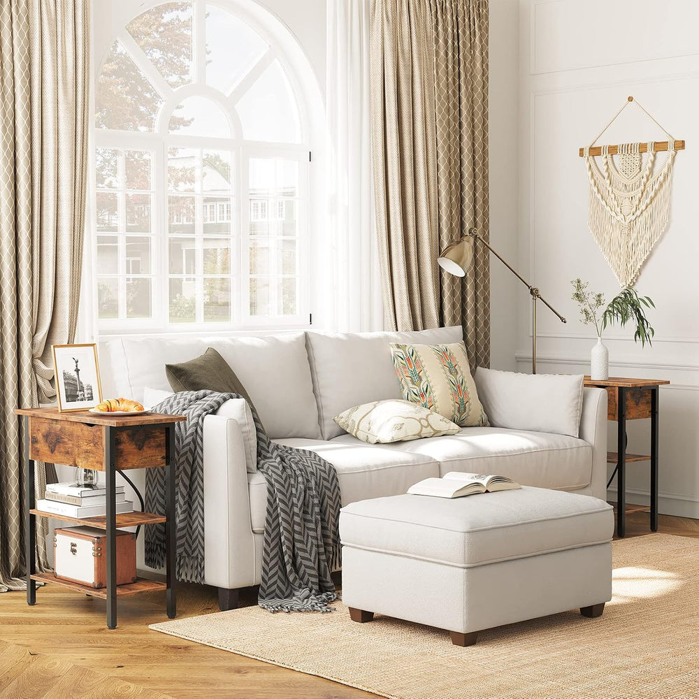 HOOBRO Set of 2 End Tables, Side Table with Charging Station, Flip Top Nights...