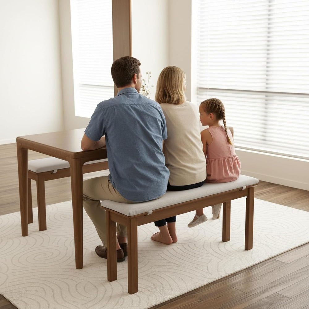 CycleCrew 47.2" Solid Wood Dining Bench with Removable Cushion - Mid-Cen...